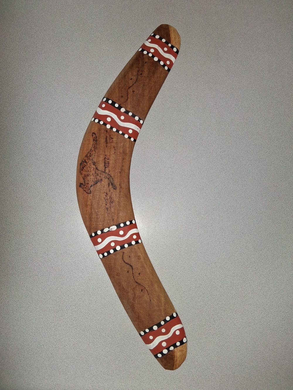 Hand-Painted Boomerang Wall Art in Brown and Red